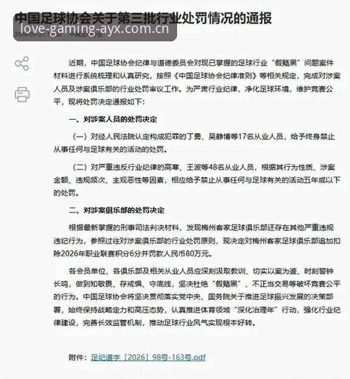 AYX苹果版教程 资深用户解析足协第三批禁足名单——AYX爱游戏平台上的足球生态观察